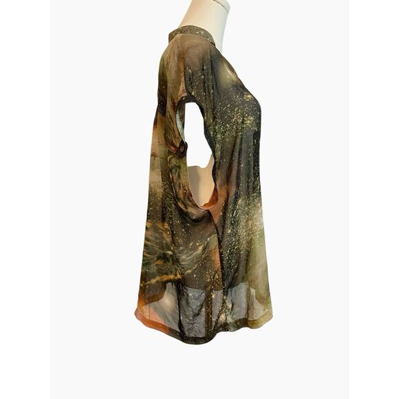 Y2K Forever 21 Plus Cosmic Universe Shirt Womens Size 1X Sheer Space Galaxy - Picture 5 of 10